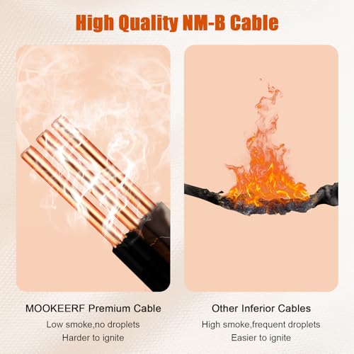 10/2 Wire with Ground - 15FT 10 Gauge NM-B Non-Metallic Sheathed Cable 100% Pure Copper 10 AWG 2 Conductor Residential Indoor Wire for Outlets, Switches, Other Loads and Lighting Wiring Projects etc. - size: 15FT, style: 10AWG/2