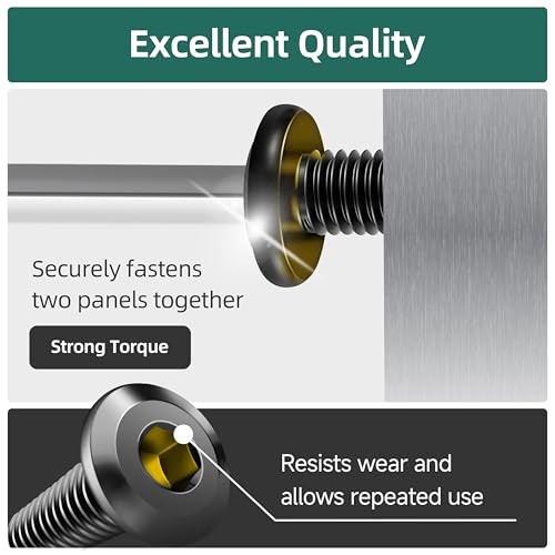 25Pcs M6 Bolts x 12/16/20/25/30mm Flat Head Hex Socket Cap Screws and Bolts Assortment Kit 304 Stainless Steel, Black Oxide Finish Furniture Bolt with Hex Key - size: M6 X 12/16/20/25/30mm