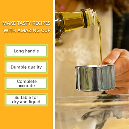 2PCS 1/2cup(118ml) Measuring Cup, Stainless Steel Measure Scoop - size: 1/2cup