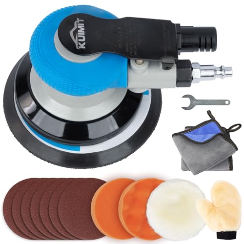 5" Air Sander Kit - Garage-Ready Dual Action Tool, Car Detailing & Woodworking Hero | Palm-Sized Power w/Free Tool Kits - color: Black, size: 5 inch