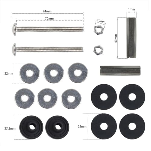 Universal Toilet Tank to Bowl Gaskets Repair kits, Toilet Tank Seal Kit with 2 Sets Stainless Steel bolts and nuts, Fits 2-Inch and 3-Inch Toilet Flush Valve Tanks