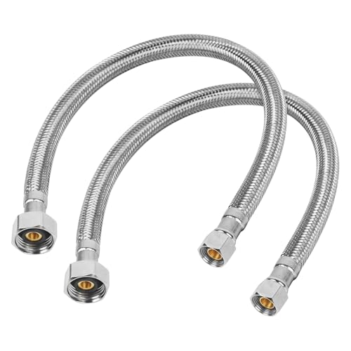 16" Faucet Supply Line, 3/8 inch Comp x 1/2 inch FIP Faucet Connector, Braided Stainless Steel Faucet Hose for Bathroom Sink and Kitchen, Leak-Resistant cUPC Certified Water Supply Line, 2 Pack - size: 16inch