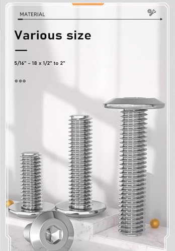 cSeao 5/16"-18 x 1-1/4" Flat Head Socket Head Screw Furniture Bolts Countersunk Connector Screws, Stainless Steel 18-8 (304), Fully Threaded - size: 5/16-18 x 1-1/4 10pcs