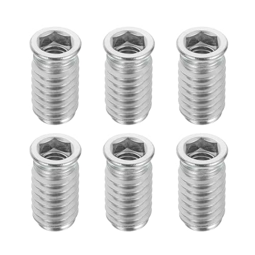 MECCANIXITY 6Pcs Threaded Inserts Nuts, M8x25mm Hex Socket Drive Nut Inserts for Wood - 304 Stainless Steel Screws Furniture Screw in Nuts Bolt Fastener Connector Wood - size: M8x25mm