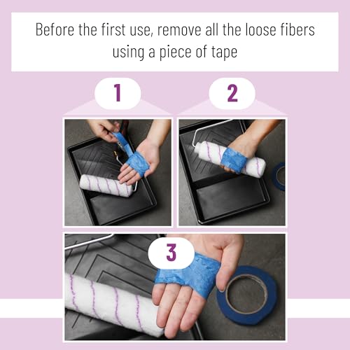 Bates- Paint Roller Covers, 9", 5 Pack, Purple Stripes, Covers for Paint Rollers 9 Inch, 9 Inch Paint Roller Covers, Paint Roller Cover, Paint Roller Covers 9 Inch, Large Paint Roller Covers - color: Purple Stripes, size: 9 Inch, 5 Pack