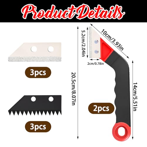 2Pcs Grout Removal Tool, Angled Design Grout Hand Saw Tile Grout Remover with 6 PCS Extra Replacement Blades for Tile Cleaning