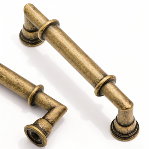 Asidrama 10 Pack 3.75 Inch(96mm) Brushed Antique Brass Kitchen Cabinet Handles, Cabinet Pulls Kitchen Cabinet Hardware for Cupboard Drawer Pulls 2281 - color: Antique Brass, size: 3.75" Hole Center