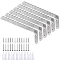 LSK 6PCS L Bracket, L 6"×H 2" Shelf Support Bracket, Max Load :42lb, Silver - color: Silver, size: 6x2 inch (light duty)