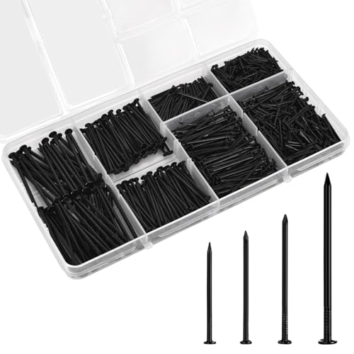 Nail for Hanging Pictures Assortment Kit - 650Pcs Small Nails, Finishing Nails, Hanging Nails, Picture Nails, Wall Nails for Hanging, Pin Nails - size: 650Pcs Black Nails