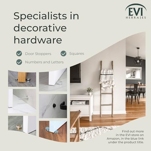 EVI Herrajes | Adhesive Door Stopper - Solid Stainless Steel - White Rubber Protector - W=0.94 x H=0.79 Inch Door Stop - color: Stainless Steel - White Rubber