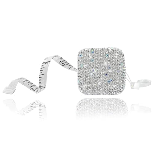 SlowVibes Bling White Diamond Retractable Body Measuring Tape, 60 Inch - color: White