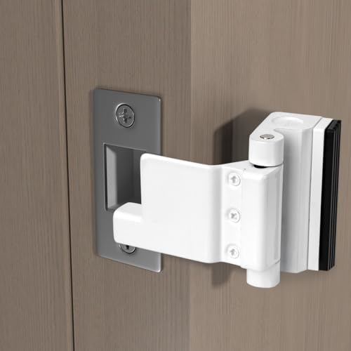 2 Set White Adjustable Portable Door Lock,Security Door Reinforcement Lock - color: White