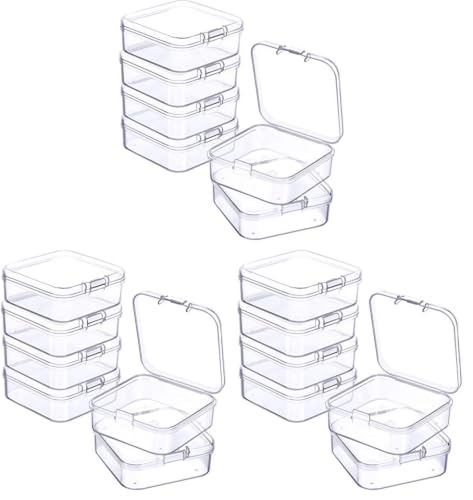 Jetec 6 Pieces Mini Plastic Clear Beads Storage Containers Box for Collecting Small Items, Beads, Jewelry, Business Cards, Game Pieces, Crafts (2.1 x 2.1 x 0.8 Inch) (Pack of 3) - size: 2.1 x 2.1 x 0.8 Inch (Pack of 3)