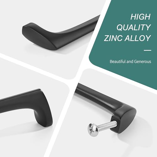 AVICCI 10 Pack Cabinet pulls-6.3”/160mm Mattle Black Modern Drawer Handles for Kitchen Cabinet Handles Batheroom Drawer Dresser Furniture Handware - color: Mattle Black, size: 6.3"(160mm)Hole Center-10Pcs
