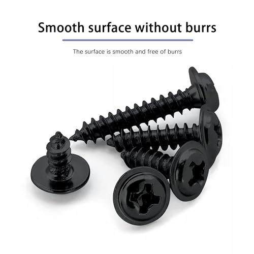 Black Wood Screws 3/4 Inch, 150Pcs Self Tapping Wood Screw #4 x 3/4", Zinc Plated Steel, Modified Truss Head, Phillips Drive, Carbon Steel, for Drywall/Metal/Plastic/Furniture, Black - size: #4 x 3/4"