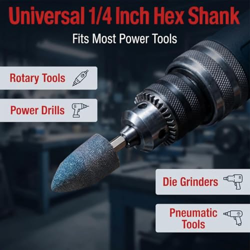10 Pcs 1/4" Hex Shank Drill Grinding Stone Set