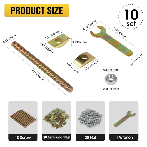 10 PCS Dolenor Countertop Joint Connectors,Counter Top Fasteners Bolt,Butcher Block Fasteners Draw Bolts,Miter Bolts Connector Hardware for Bed Frame|Furniture|Table