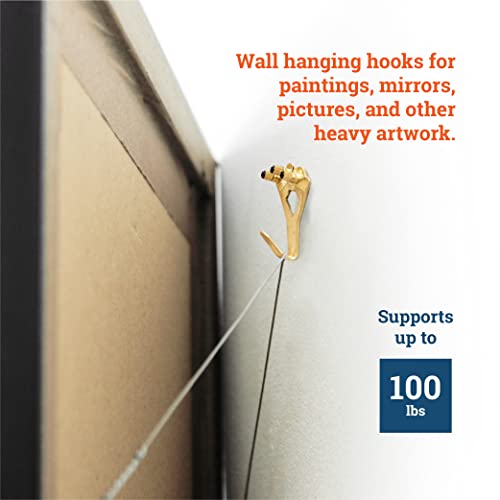 PHS 100 lb Picture Hanging Hooks – Heavy Duty Picture Hangers, 30 Pack Frame Hangers with Nails, Mirror Hanging Kit, Heavy Mirror Mounting Hardware for Drywall and Plaster - size: 30 Pack