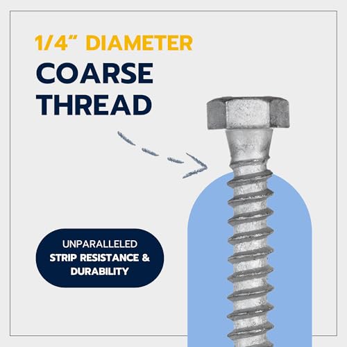 1/4 x 2 (100 Pack) Lag Screw Kit, 100 Screws and 100 washers, Hot Dip Galvanized, Meets ASME B18.2.1 Industrial/Commercial Grade by Makers Bolt - size: 1/4 x 2
