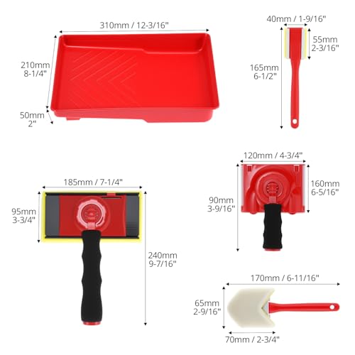 QWORK Paint Edger Tool Kit, 7 in + 4 in Paint Edger Trimmer, 10-Piece Paint Pad Applicator Kit, Corner Wall and Ceiling Pad Painting Tool