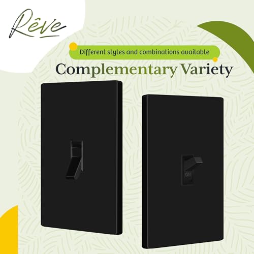 TG Mid-Size Screwless Toggle Light Switch Cover Plate, 1 Pack, Black - color: Black, size: 1 Gang