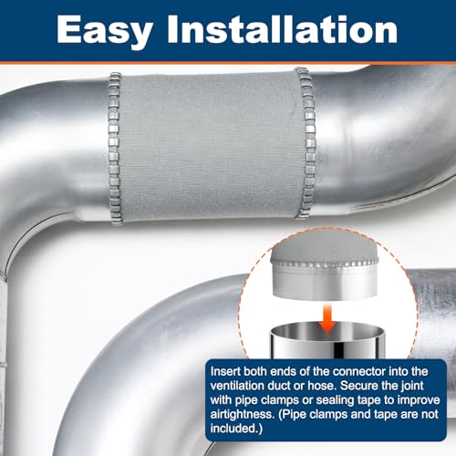 Flexible Duct Connector 6" Galvanized Steel Male Fit Silver 2Pcs - size: 6 Inch