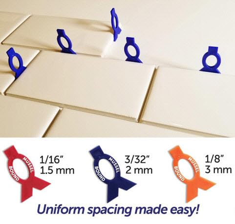 MusselBound® 54-pack Wall Tile Spacer Kit (1/6", 1/32", 1/8"), Easy & Quick uniform tile spacing