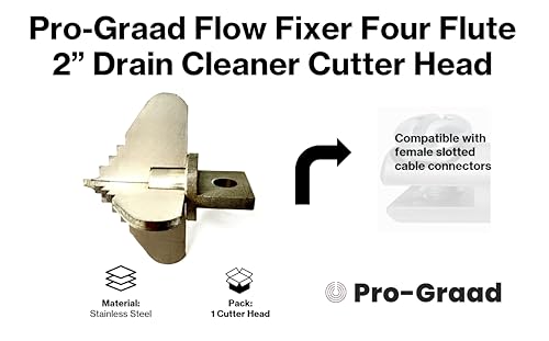 Flow Fixer Drain Cleaner Cutter Head 2", Spear, Slot, for 2-1/2" - 3" Pipes - style: 2" Four Flute (for 2-1/2" - 3" pipes)