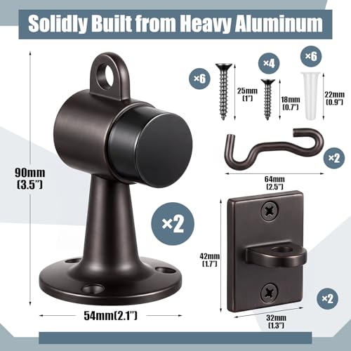 Yaocom 2 Pack Heavy Duty Floor Mounted Door Stop 3.5 Inch Aluminum Commercial Grade Door Stopper with Rubber Bumper & Stainless Steel Screws (Oil Rubbed Bronze) - color: Oil Rubbed Bronze