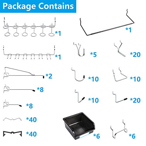 FRIMOONY Pegboard Hooks, with Bins, Peg Locks, for Organizing Various Tools, 188 PCS, 80 of Which are Locks - style: 188PCS