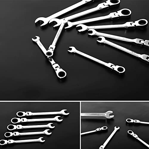 Qnkaa Qnkaa12pcs Flexible Ratchet Wrenches Set SAE 1/4” to 7/8“ Inch - size: 12-Piece SAE Set