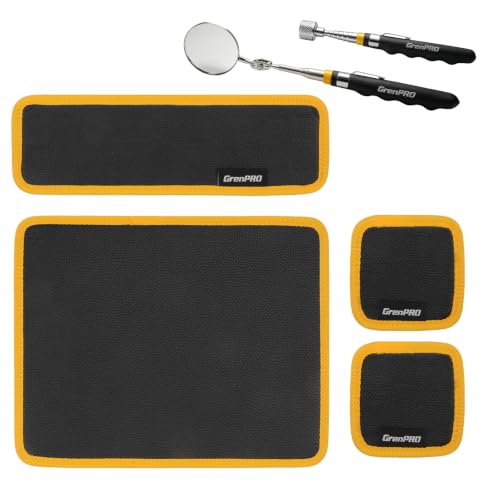 GRENPRO Magnetic Tool Mat, 6-Pack, Telescoping Pickup Tool, Parts Organizer - color: black-6pc
