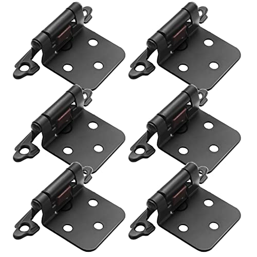 6 Pack (3 Pairs) 1/2 Inch Overlay Cabinet Hinges Matte Black - color: Black, size: 6 Pack (3 Pairs)