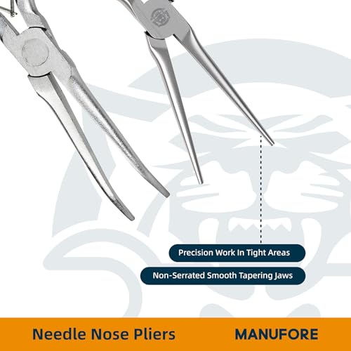 MANUFORE 2-Piece 6 Inch Pink Mini Needle Nose Pliers, Straight and 45° Bent - color: Pink