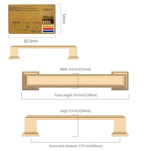 Amerdeco 10 Pack Brushed Brass Cabinet Pulls 3.75" - color: Brushed Brass, size: 3.75" hole center, style: 10 Pack