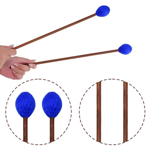 Mallets Percussion 2 Pairs Rubber and Yarn Marimba Mallets with Drumsticks Bag Drum Hammer for Ethereal Drum Xylophone Woodblock Glockenspiel