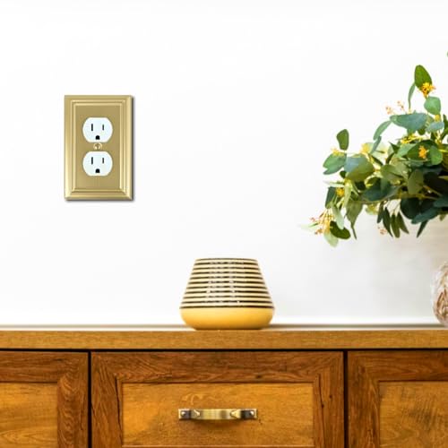 OKAWYC Single Duplex Outlet Light Switch Cover Adler Metal Wall Plate, 4-Pack Brushed Brass 1 Gang, for Receptacle Light Switch, Switch Cover Decorative Wallplate, Durable - size: 1 Duplex