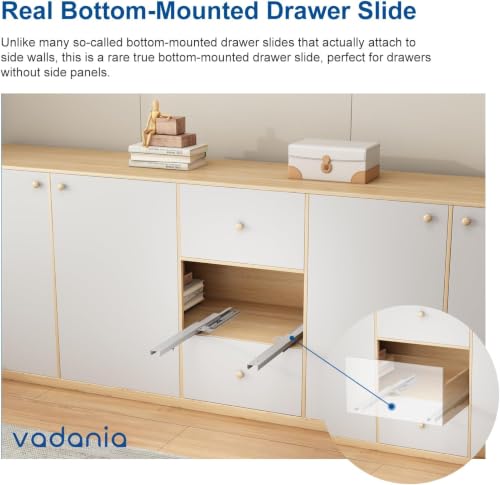 VADANIA #BK54 24" Undermount Drawer Slide, Soft Close - size: 24 Inch, style: Soft Close