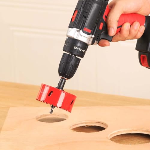 4-1/8 inch Bi-Metal Hole Saw Drill Bit - Ideal for Circular Cuts in Wood, Plastic, and Sheet Metal - 1-3/16" Cutting Depth - Includes Arbor and Pilot Bit - size: 4-1/8"(105mm)