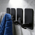 DELITON 4 Pack Adhesive Hooks - Towel Hook Matte Black Stainless Steel - color: Carbon Black