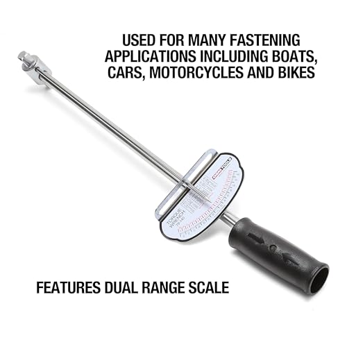 OEMTOOLS 79-140 Torque Wrench 1/2 Drive, Beam Style, 0–150 Ft/Lb Dual Scale, Inch Pound and Newton Meter, for Cars, Motorcycles, Bikes, and Marine Equipment - style: 0-150 Ft/Lbs