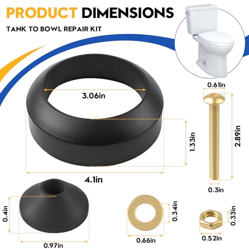 Tank to Bowl Repair Kit with 9BU024E & THU833-A Replacement Fits for Toto | Fits for Toto Drake Toilets Two Piece Model,Eco Drake Toilets ST701,ST703,ST723,ST743,for American Standard Toilet Parts