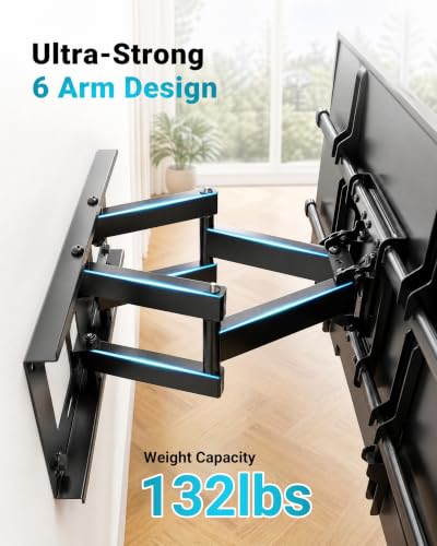 BONTEC Full Motion TV Wall Mount for 37-85 Inch TVs, Heavy Duty Swivel Tilt - size: 37-85 Inch