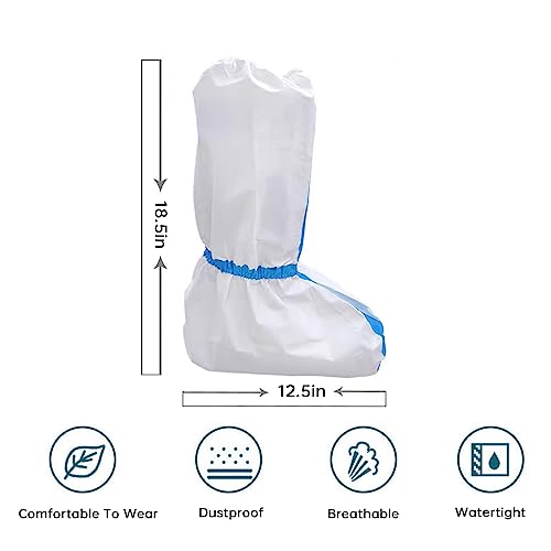 5 Pairs Disposable Hazmat Shoe Covers, 18.5" Tall, Waterproof