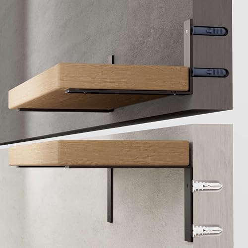 6 Pack Heavy Duty 8 Inch Black Shelf Brackets, L Shelf Bracket 8 Inch for Floating Shelves, 1/5-Inch Thick - color: Black 6Pack, size: 8 Inch