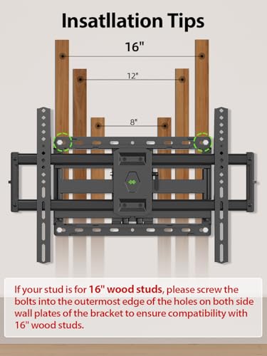 USX Mount Full Motion TV Wall Mount for Most 42-90 inch Flat Screen/LED/4K, TV Mount Bracket Dual Swivel Articulating Tilt 6 Arms, Max 16" Wood Studs, VESA 600x400mm, Holds up to 132lbs - size: For 42" to 90" TVs