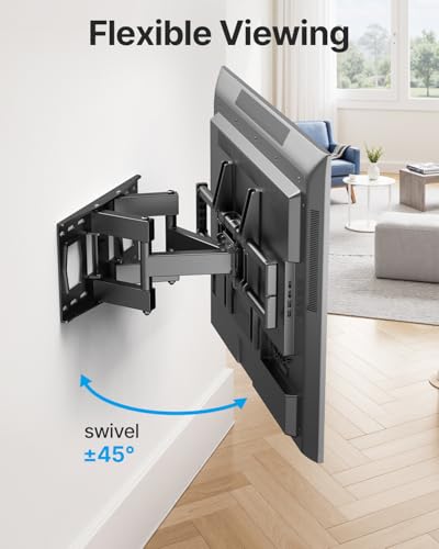 USX STAR Full Motion TV Wall Mount for 37-85 Inch TVs Mounts Up to 132lbs, Fit 16" Wood Stud, Max VESA 600x400mm, Swivel and Tilt Articulating Wall Mount TV Bracket,Fit Most 55+ 65 70 75 inch TVs - size: For 37-85'' TV