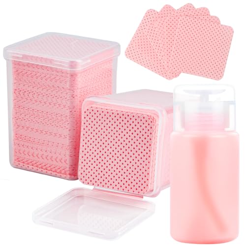 400PCS Lint Free Nail Wipes with Dispenser for Acetone, Alcohol