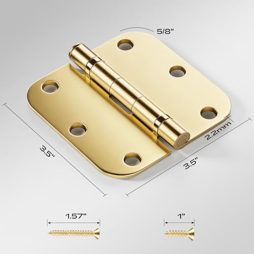18 Pack Polished Brass Door Hinges 3.5 Inch 5/8" Radius No-Squeak - color: Polished Brass Ball Bearing, size: 18 Pack