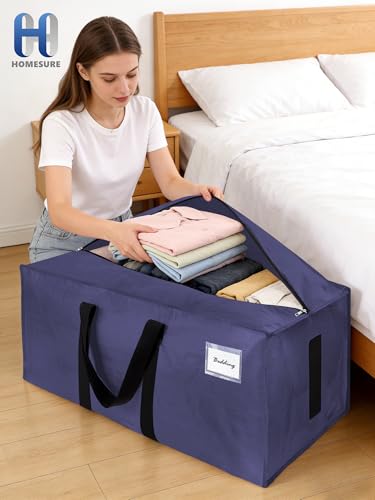 HOMESURE Supports 200lbs Heavy Duty Moving Bags - Strong Zipper & Wrap-Around Handles - Water-Resistant Storage Totes, Durable Alternative to Moving Boxes - 8 Pack - Blue - color: Blue